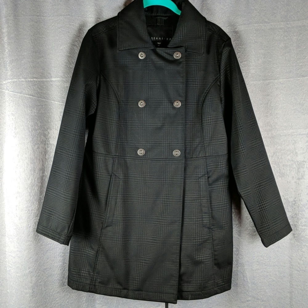 attention *M* Black/Grey design Rain Coat NWOT